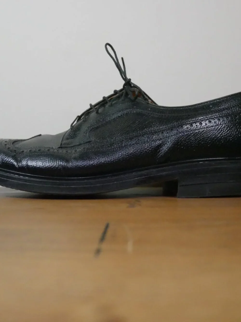 Stuart McGuire Black Wingtip Oxford Dress Shoes Mens Sz 13 Real Leather Vtg USA